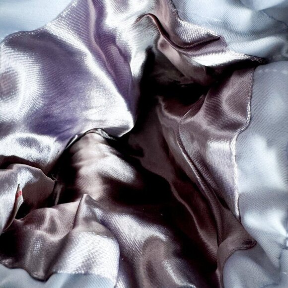 Light Grey Beaded Satin Drawstring Evening Purse - Picture 8 of 11